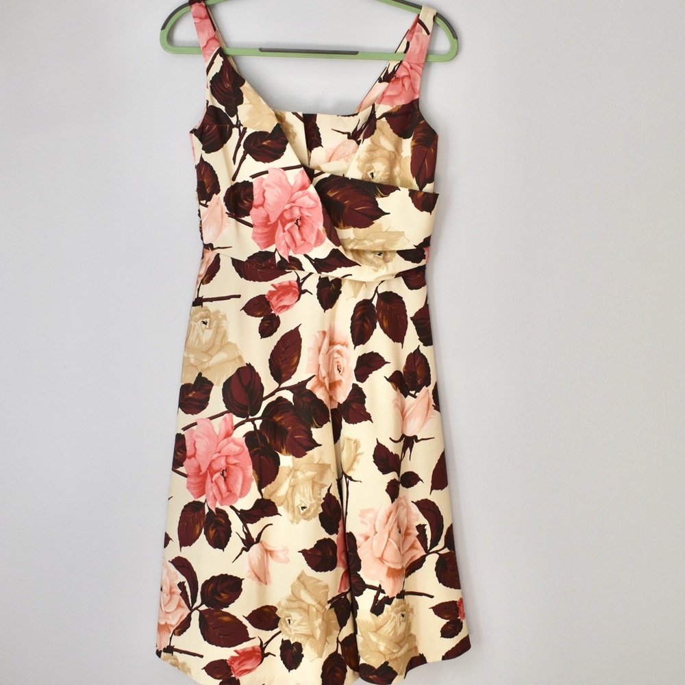 Talbots Rose Print Romantic Dress Cream Multi Size